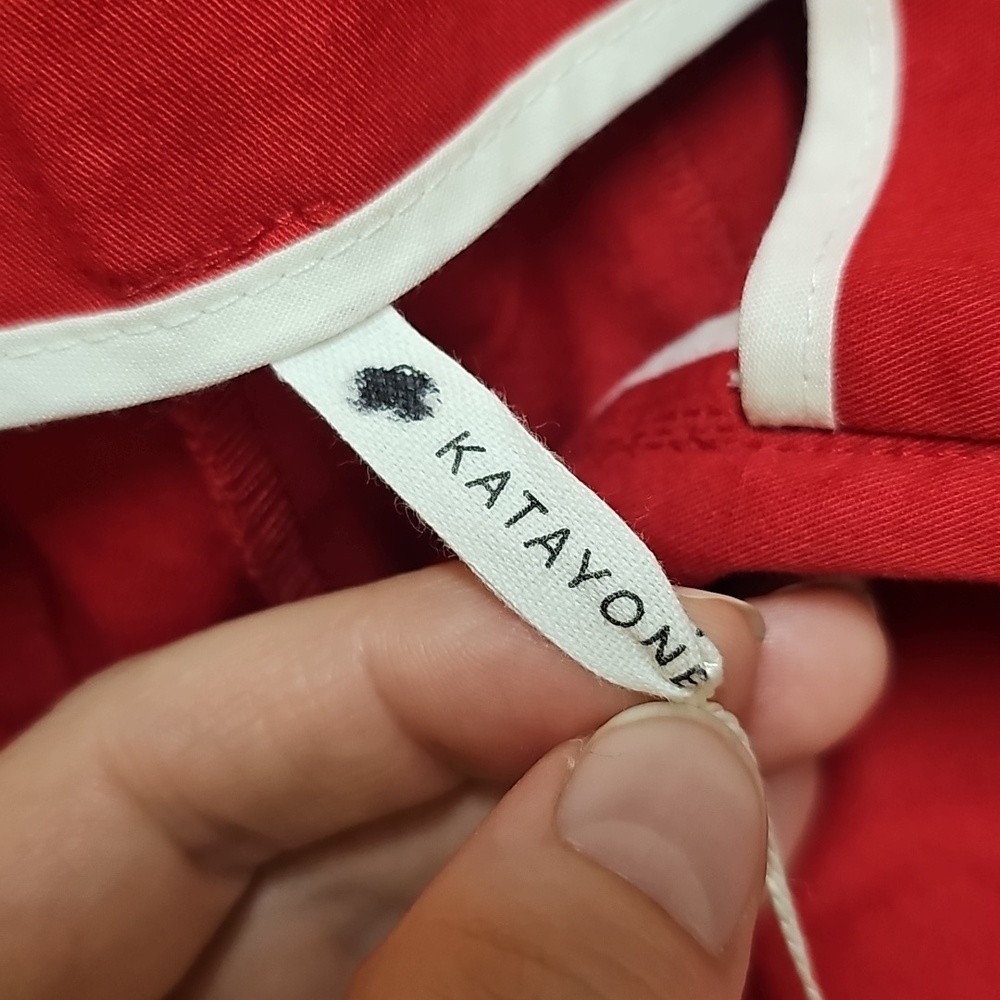 NWT Katayone Adeli Women's Red Straight-Leg Trousers 100% Cotton Sz 10 High End - Picture 8 of 12